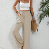 Stephanie | Women's Wide Leg Drawstring Trousers – Casual Fit with Pockets