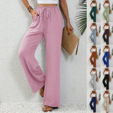 Stephanie | Women's Wide Leg Drawstring Trousers – Casual Fit with Pockets