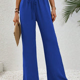 Stephanie | Women's Wide Leg Drawstring Trousers – Casual Fit with Pockets