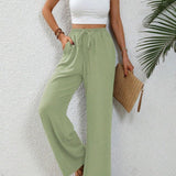 Stephanie | Women's Wide Leg Drawstring Trousers – Casual Fit with Pockets