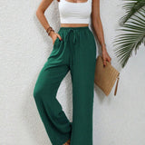 Stephanie | Women's Wide Leg Drawstring Trousers – Casual Fit with Pockets