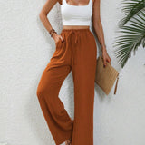 Stephanie | Women's Wide Leg Drawstring Trousers – Casual Fit with Pockets