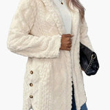 Chloe | Women's Teddy Fleece Hooded Jacket - Cosy Button Up Cardigan