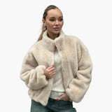 Ruby | Women's Teddy Fur Bomber Jacket – Stylish Winter Coat