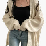 Oversized Knit Cardigan - Ladies' Casual Slouchy Fit Top