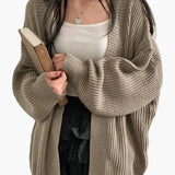 Oversized Knit Cardigan - Ladies' Casual Slouchy Fit Top