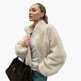 Ruby | Women's Teddy Fur Bomber Jacket – Stylish Winter Coat