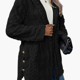 Chloe | Women's Teddy Fleece Hooded Jacket - Cosy Button Up Cardigan