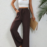 Stephanie | Women's Wide Leg Drawstring Trousers – Casual Fit with Pockets