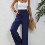 Stephanie | Women's Wide Leg Drawstring Trousers – Casual Fit with Pockets