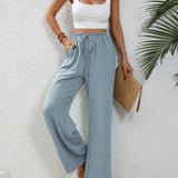 Stephanie | Women's Wide Leg Drawstring Trousers – Casual Fit with Pockets