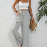 Stephanie | Women's Wide Leg Drawstring Trousers – Casual Fit with Pockets